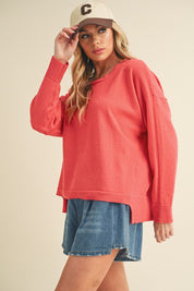 Women's Slouchy Knit Sweater with Crew Neckline