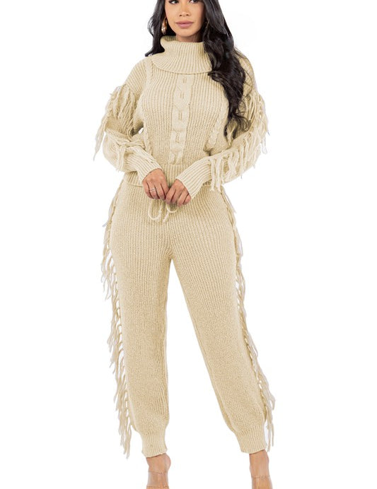 Women's Long Sleeve Sweater Top and Pants Set