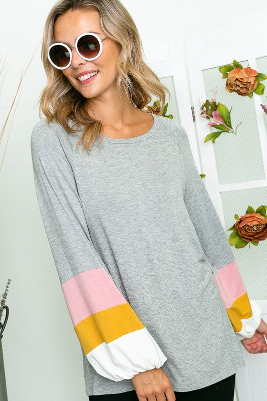 Women's Casual Loose Fit Colorblock Tunic Top