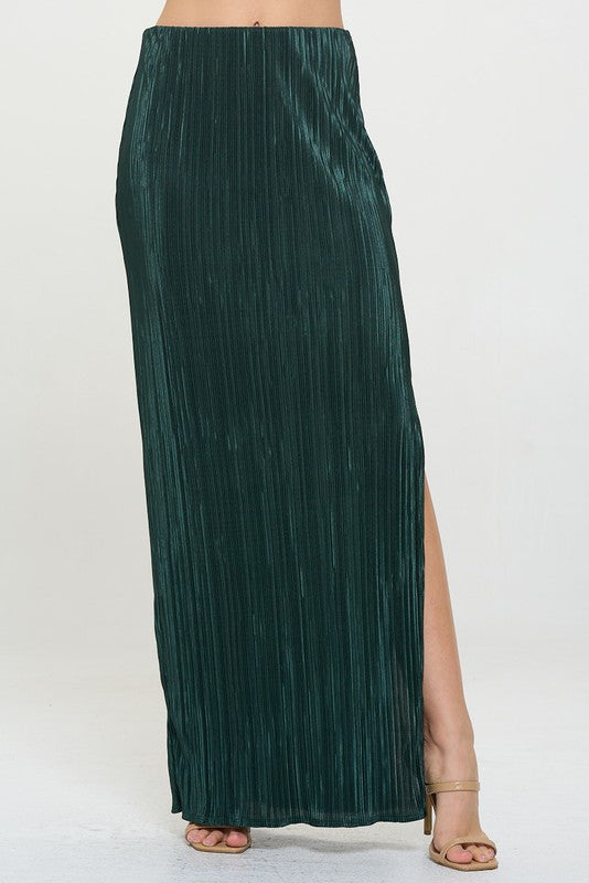 Women's Regular Fit Plisse Maxi Skirt with Slit