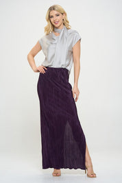 Women's Regular Fit Plisse Maxi Skirt with Slit