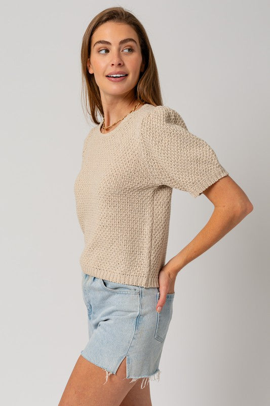 Women's Puff Sleeve Textured Sweater Top