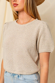 Women's Puff Sleeve Textured Sweater Top