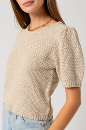 Women's Puff Sleeve Textured Sweater Top