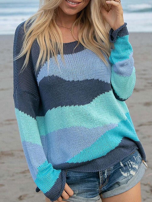 Women's Casual Drop Shoulder Knit Sweater