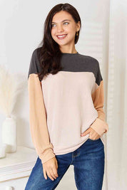 Women's Casual Color Block Cable-Knit Sweater