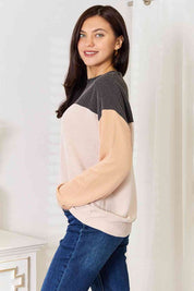 Women's Casual Color Block Cable-Knit Sweater