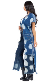 Women's Sleeveless Denim Vest with Chain Detail