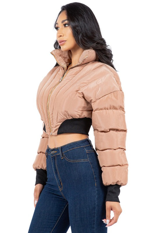 Women's Oversized Puffer Jacket with Zipper Front