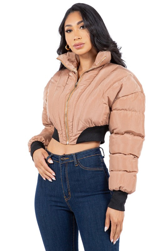 Women's Oversized Puffer Jacket with Zipper Front