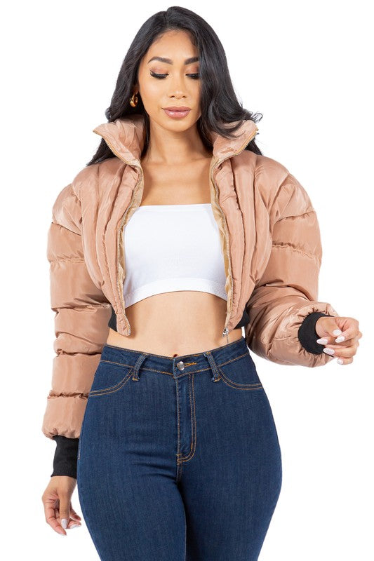 Women's Oversized Puffer Jacket with Zipper Front