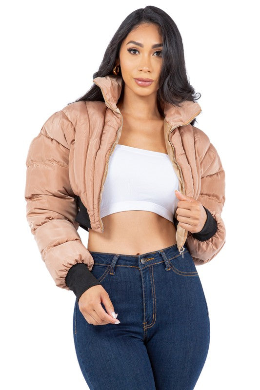 Women's Oversized Puffer Jacket with Zipper Front