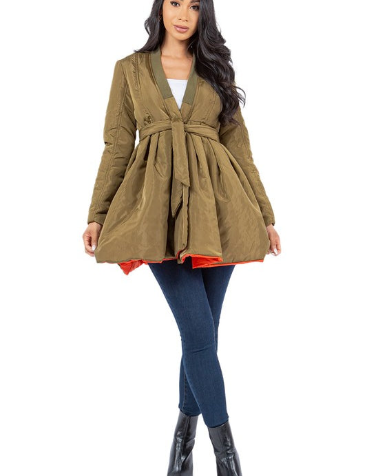 WOMEN FASHION PUFFER JACKET DRESS OUTERWEAR