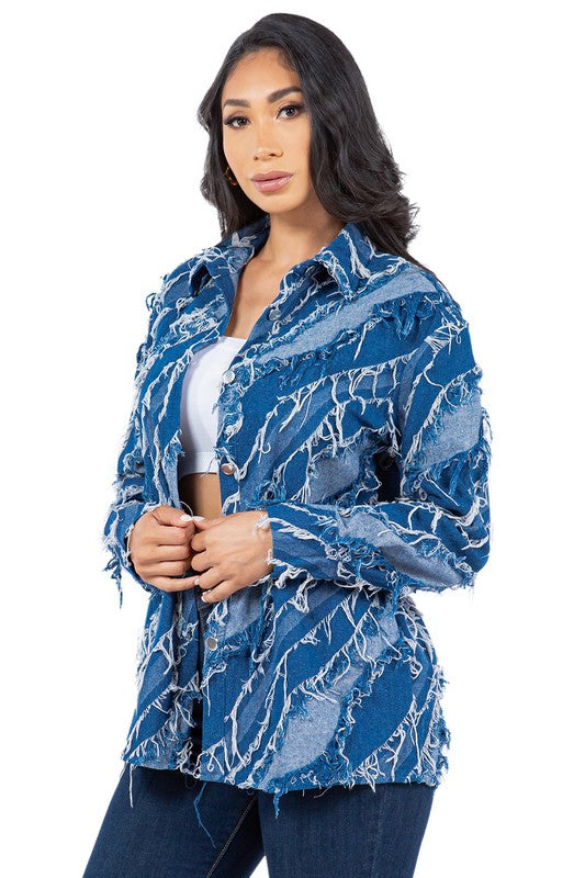 Women's Denim Button-Up Shirt Jacket