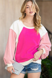 Women's Casual Color-Blocked Pullover Sweatshirt