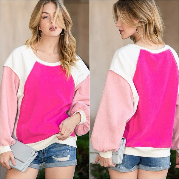 Women's Casual Color-Blocked Pullover Sweatshirt