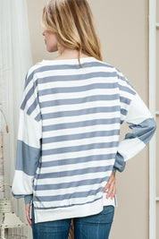 Women's Relaxed Fit Striped Pullover Sweatshirt