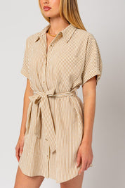 Women's Loose Fit Striped Half Sleeve Shirt Dress