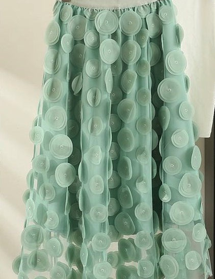 Women's Tulle Polka Dot Skirt with Elastic Waist