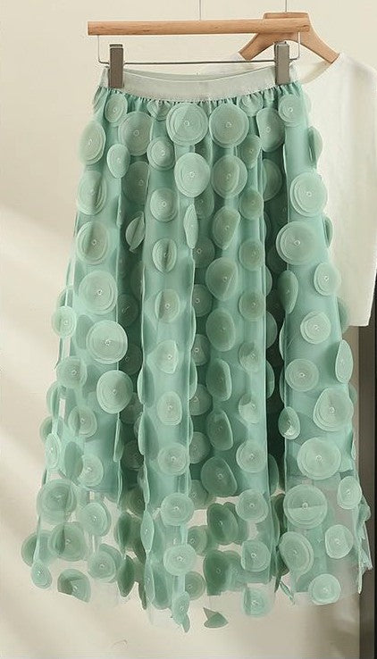 Women's Tulle Polka Dot Skirt with Elastic Waist