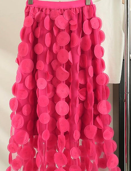 Women's Tulle Polka Dot Skirt with Elastic Waist