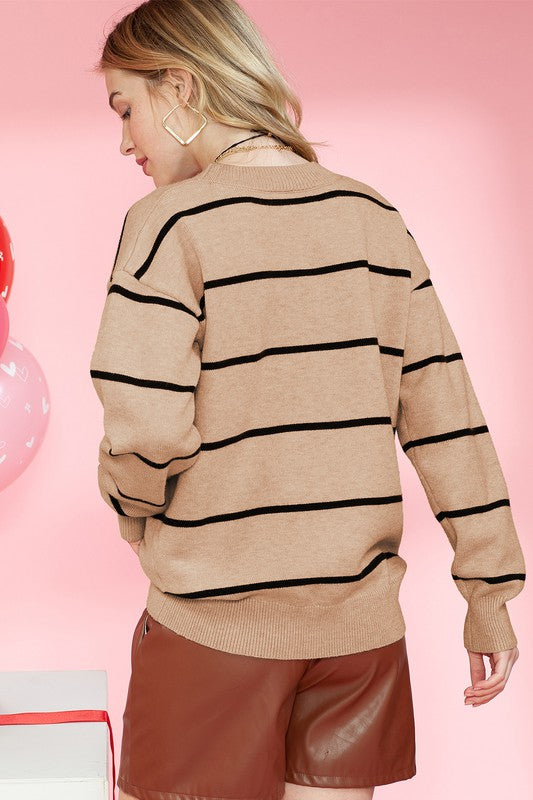 Women's Cozy Striped Knit Pullover Sweater