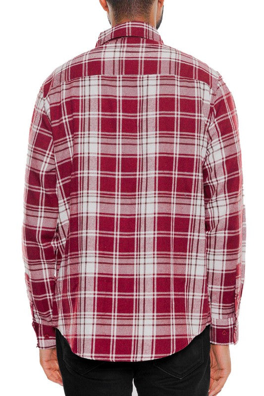 Men's Regular Fit Plaid Flannel Shirt with Chest Pockets