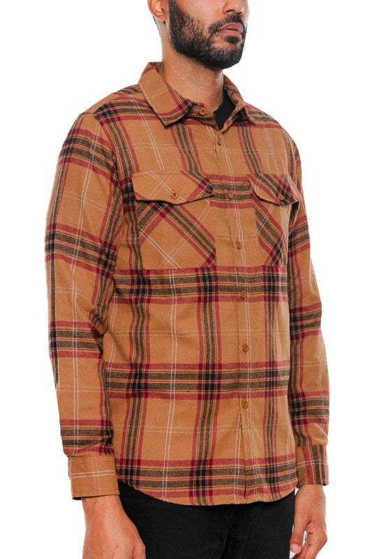 Men's Regular Fit Full Plaid Checkered Flannel Shirt