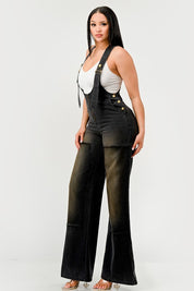 Women's Black Denim Loose Fit Overalls Jumpsuit