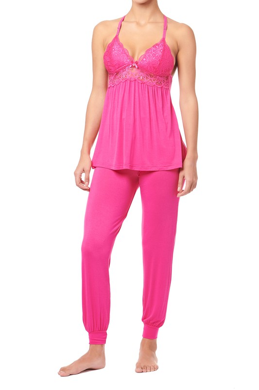 Women's Lace Cami and Jogger Sleep Set