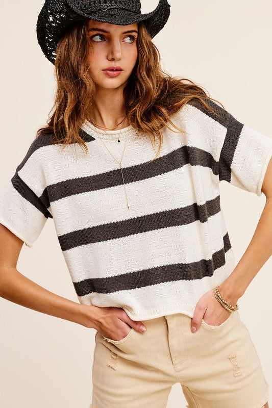 Women's Casual Lightweight Stripe Sweater Top