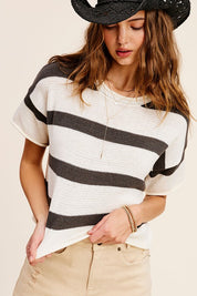 Women's Casual Lightweight Stripe Sweater Top