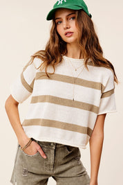 Women's Casual Lightweight Stripe Sweater Top