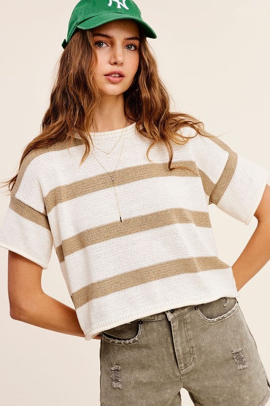 Women's Casual Lightweight Stripe Sweater Top