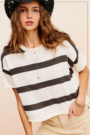 Women's Casual Lightweight Stripe Sweater Top