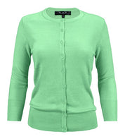 Women's Casual Crewneck Button Down Knit Cardigan Sweater