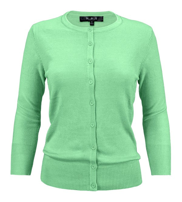 Women's Casual Crewneck Button Down Knit Cardigan Sweater