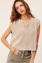 Women's Slouchy Cropped Sweater Top with Extended Sleeves