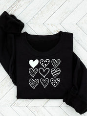 Women's Cozy Valentine Heart Print Sweatshirt