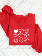 Women's Cozy Valentine Heart Print Sweatshirt