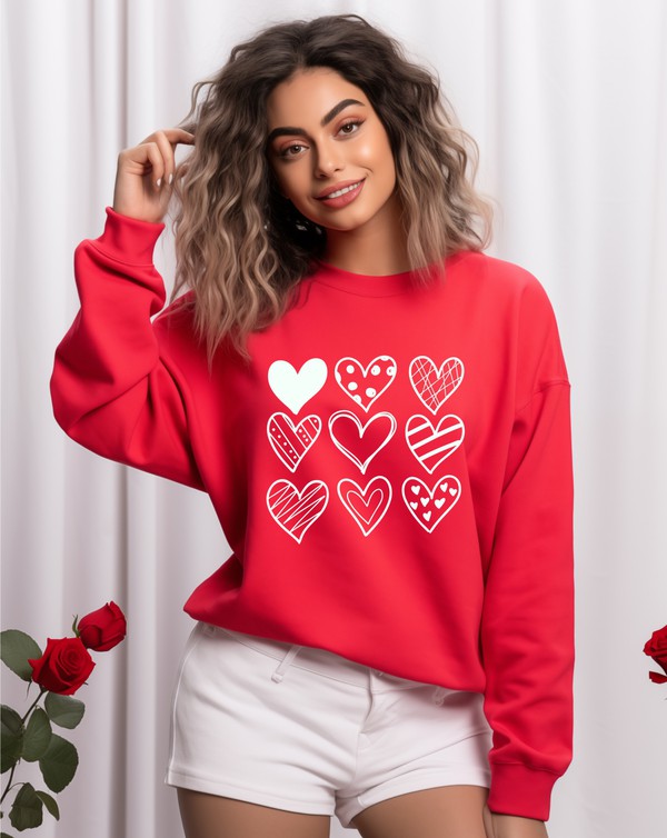 Women's Cozy Valentine Heart Print Sweatshirt