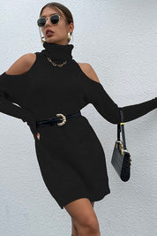 Women's Cold-Shoulder Turtleneck Sweater Dress