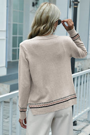 Apricot Striped Pattern Drop Shoulder Cardigan