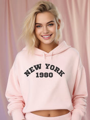 Women's Retro Cropped Hoodie - New York 1980 Style