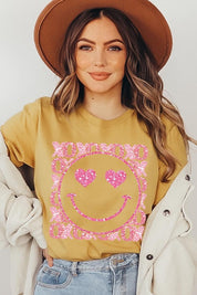 Unisex Short Sleeve Glitter Graphic Tee