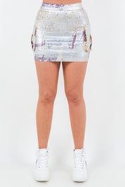 Women's High Waisted Cargo Camo Mini Skirt