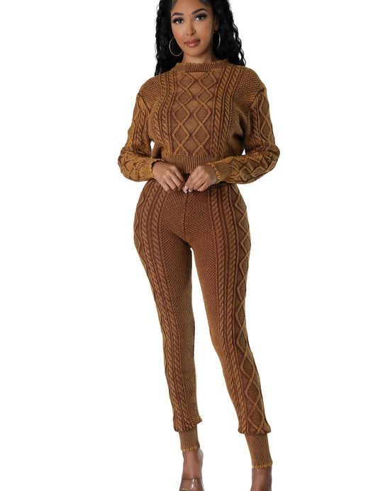 WOMEN FASHION 2PCS SWEATER PANTS SET