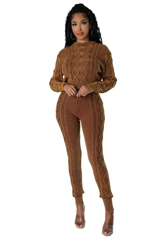 Women's Long Sleeve Sweater and Pants Set