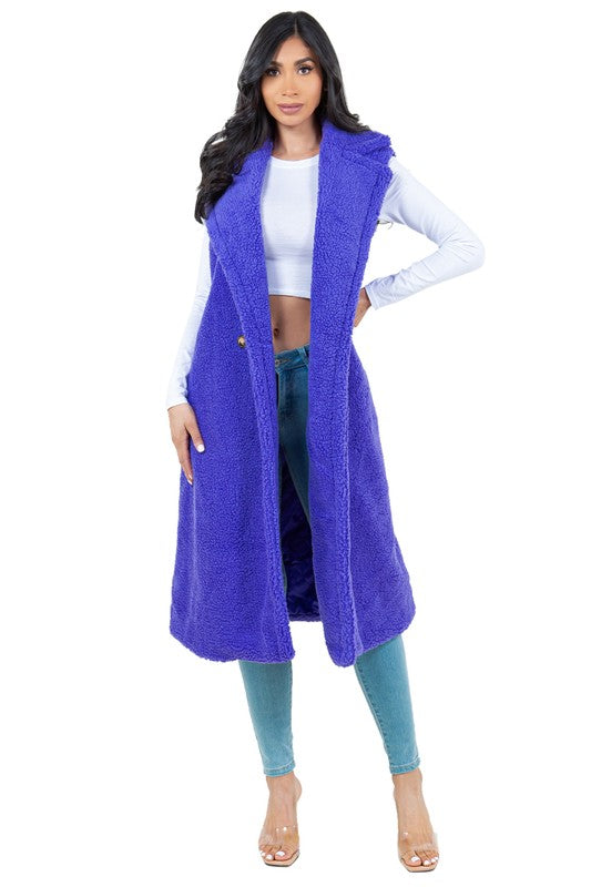 Women's Oversized Teddy Fleece Vest Jacket