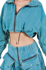 Women's Oversized Denim Jacket and Wide Leg Pant Set